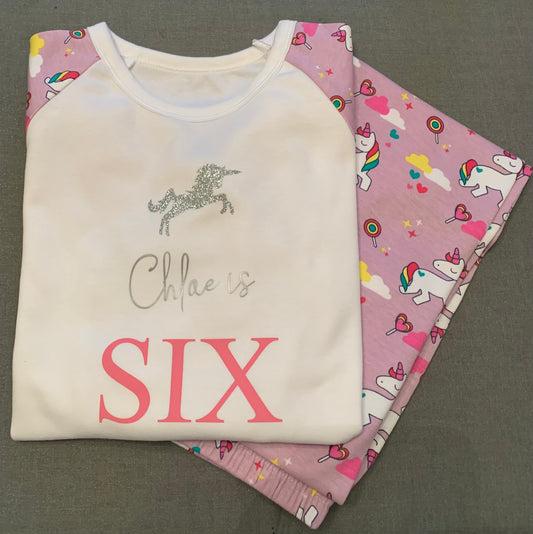 Personalised Unicorn Birthday Pyjamas