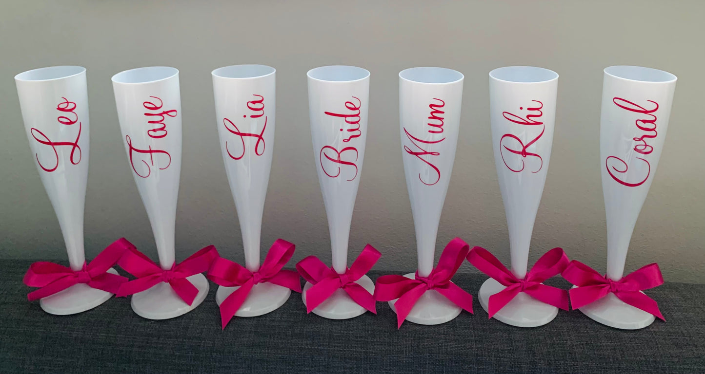 Personalised White Champagne Flute