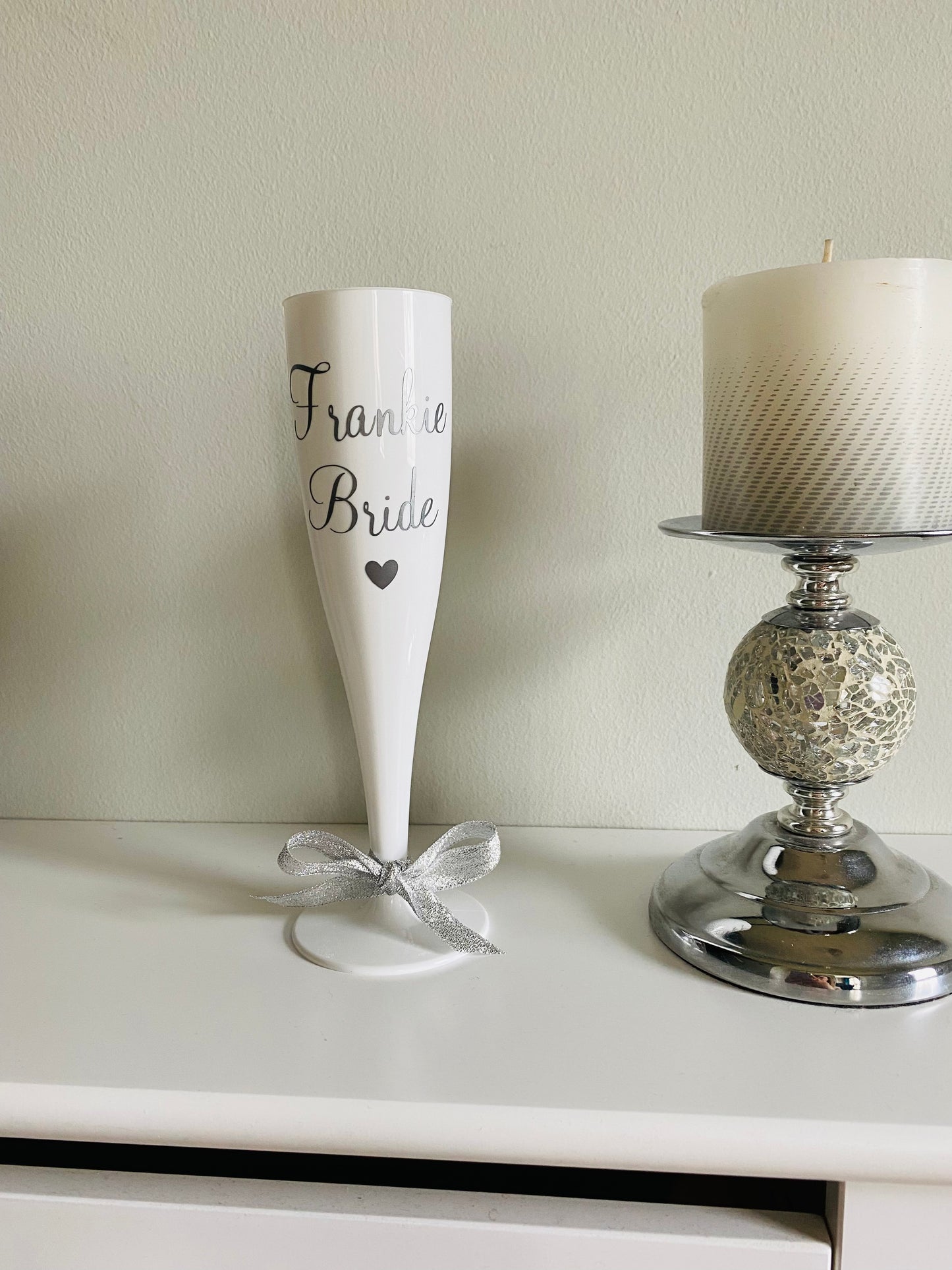 Personalised White Champagne Flute