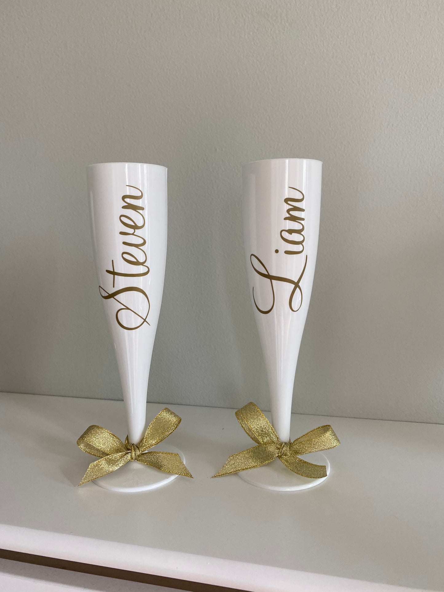 Personalised White Champagne Flute