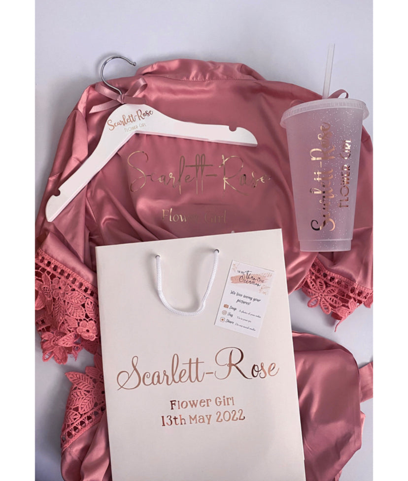 Personalised Flower Girl 'Lace Robe' Gift Package